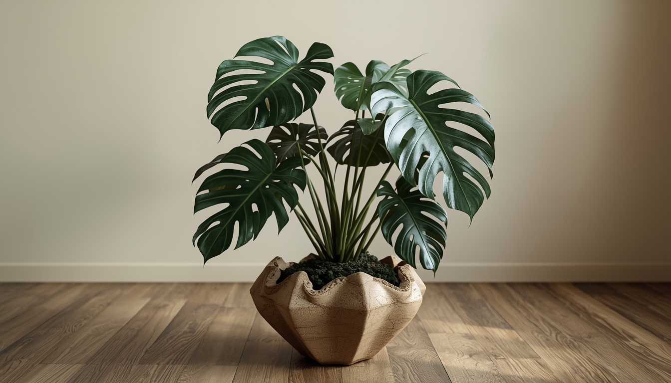 Monstera Deliciosa in decorative pot